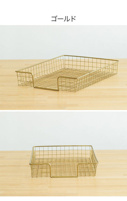 ワイヤー ペーパートレー アンティーク調 ゴールド グレー おしゃれ 北欧 ヴィンテージ レトロ 新生活 一人暮らし(代引不可)