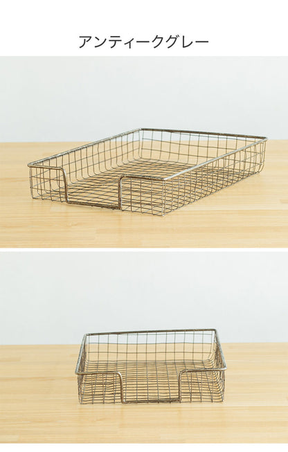 ワイヤー ペーパートレー アンティーク調 ゴールド グレー おしゃれ 北欧 ヴィンテージ レトロ 新生活 一人暮らし(代引不可)