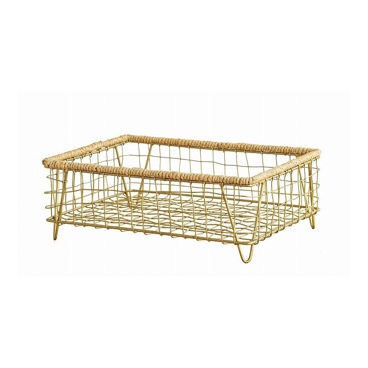 ワイヤートレー ラタン スチール シンプル おしゃれ モダン 北欧 かわいい 洗面台 トレー 物置 収納 雑貨 新生活 一人暮らし(代引不可)