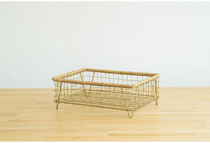 ワイヤートレー ラタン スチール シンプル おしゃれ モダン 北欧 かわいい 洗面台 トレー 物置 収納 雑貨 新生活 一人暮らし(代引不可)