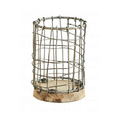 アンティーク調 ペンホルダー ペン立て ワイヤー 天然木 シンプル おしゃれ かわいい 北欧 新生活 書斎 子ども部屋 リビング(代引不可)