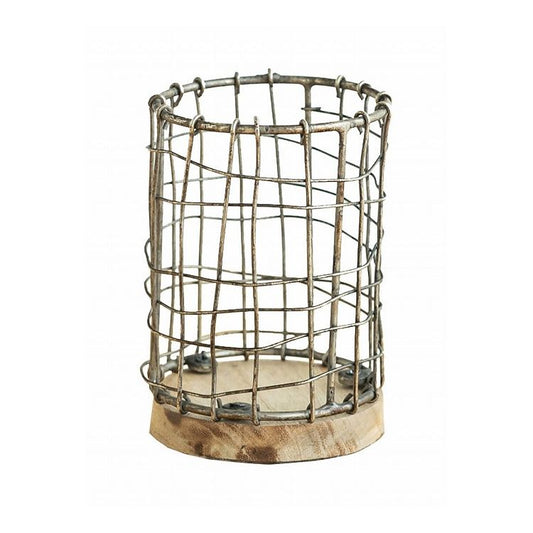 アンティーク調 ペンホルダー ペン立て ワイヤー 天然木 シンプル おしゃれ かわいい 北欧 新生活 書斎 子ども部屋 リビング(代引不可)