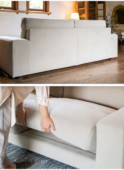 3人掛け ローソファ 幅195cm コットン100%帆布生地 羽毛 木脚 完成品 おしゃれ 北欧 シンプル 3人用 2人用 2人掛け 新生活 一人暮らし(代引不可)