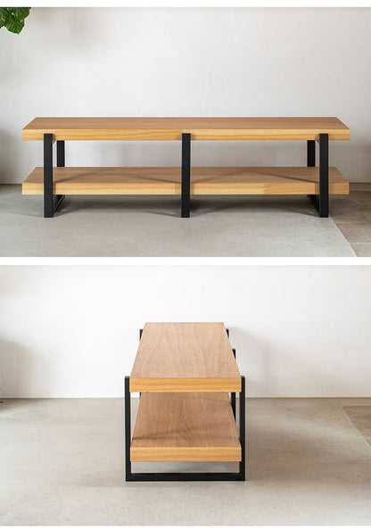 テレビ台 幅150cm ローボード 天然木 オイル仕上げ スチール テレビボード オープン収納 おしゃれ 北欧 シンプル 新生活 一人暮らし(代引不可)