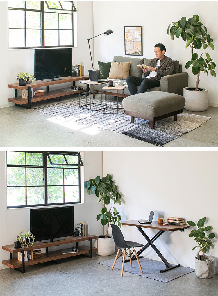 テレビ台 幅180cm ローボード 天然木 オイル仕上げ スチール テレビボード オープン収納 おしゃれ 北欧 シンプル 新生活 一人暮らし(代引不可)