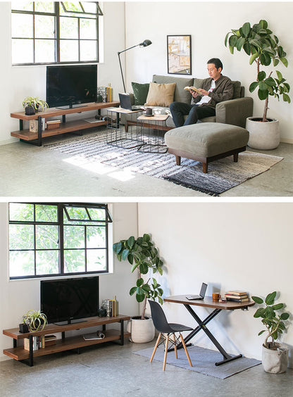 テレビ台 幅180cm ローボード 天然木 オイル仕上げ スチール テレビボード オープン収納 おしゃれ 北欧 シンプル 新生活 一人暮らし(代引不可)