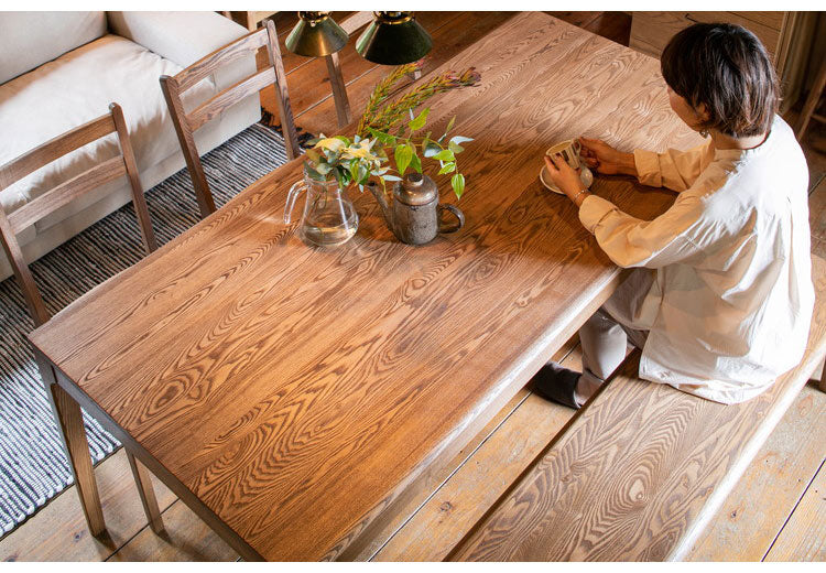 ダイニングテーブル 幅180cm 天然木 タモ無垢材 オイル仕上げ おしゃれ 北欧 シンプル 木目 木製 新生活 6人掛け 6人用 ienowa イエノア(代引不可)