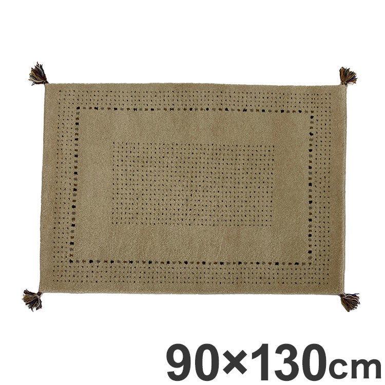ラグ 90×130cm ウール コットン 天然素材 オールシーズン シンプル おしゃれ 北欧 絨毯 カーペット マット リビングマット 新生活 一人暮らし(代引不可)