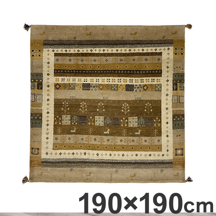 ラグ 190×190cm 冬柄 断熱 ウール コットン 天然素材 オールシーズン シンプル おしゃれ 北欧 絨毯 カーペット マット リビングマット 新生活 一人暮らし(代引不可)