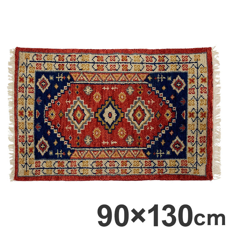 ラグ 90×130cm 冬柄 断熱 ウール コットン 天然素材 オールシーズン シンプル おしゃれ 北欧 絨毯 カーペット マット リビングマット 新生活 一人暮らし(代引不可)