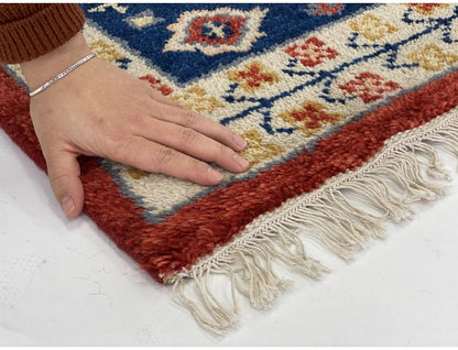 ラグ 90×130cm 冬柄 断熱 ウール コットン 天然素材 オールシーズン シンプル おしゃれ 北欧 絨毯 カーペット マット リビングマット 新生活 一人暮らし(代引不可)