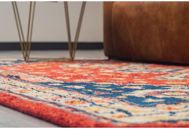 ラグ 130×190cm トライバル 部族絨毯風 ウール コットン 天然素材 オールシーズン シンプル おしゃれ 北欧 絨毯 カーペット マット リビングマット 新生活 一人暮らし(代引不可)