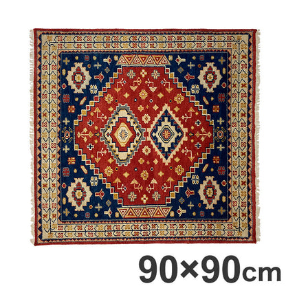 ラグ 190×190cm トライバル 部族絨毯風 ウール コットン 天然素材 オールシーズン シンプル おしゃれ 北欧 絨毯 カーペット マット リビングマット 新生活 一人暮らし(代引不可)