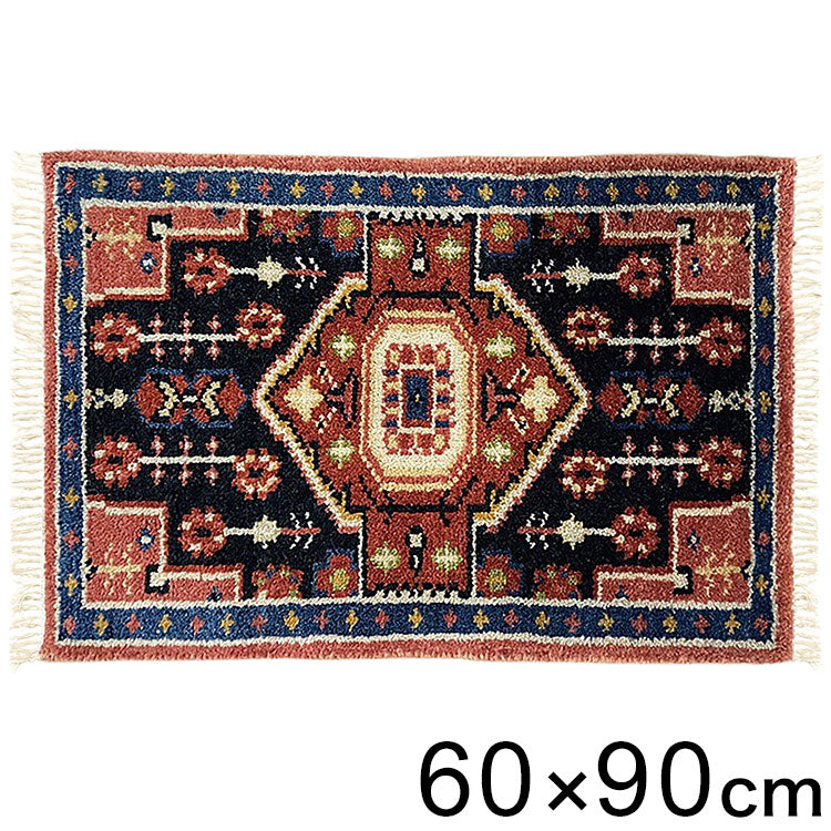60×90トライバルマットMADRAS インテリア ラグ カーペット ラグマット ラグカーペット リビング 絨毯 玄関マット 玄関 ミニマット(代引不可)