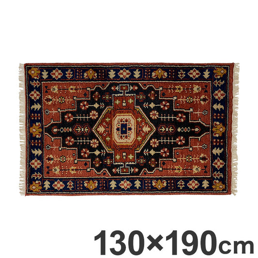 ラグ 130×190cm 柄 トライバル 部族絨毯風 ウール コットン 天然素材 オールシーズン シンプル おしゃれ 北欧 絨毯 カーペット マット リビングマット 新生活 一人暮らし(代引不可)