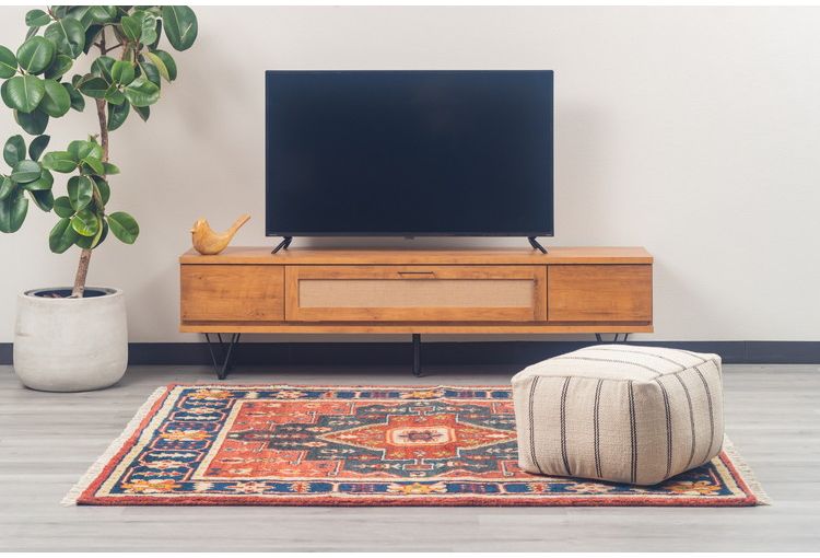 ラグ 190×190cm 柄 トライバル 部族絨毯風 ウール コットン 天然素材 オールシーズン シンプル おしゃれ 北欧 絨毯 カーペット マット リビングマット 新生活 一人暮らし(代引不可)