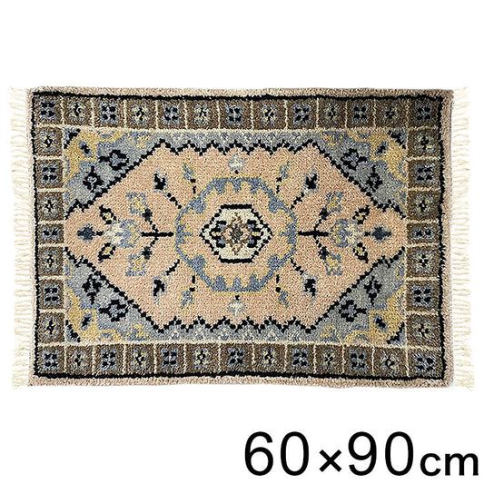 60×90トライバルマットFLOWER インテリア ラグ カーペット ラグマット ラグカーペット リビング 絨毯 玄関マット 玄関 ミニマット(代引不可)
