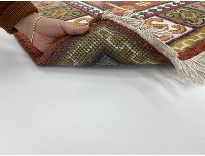 ラグ 130×190cm フラッグ トライバル 部族絨毯風 ウール コットン 天然素材 オールシーズン シンプル おしゃれ 北欧 絨毯 カーペット マット リビングマット 新生活 一人暮らし(代引不可)