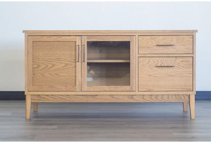 マルチリビングボード 幅135cm 天然木 日本製 テレビ台 ローボード 収納棚 オイル仕上げ ガラス扉 おしゃれ 北欧 シンプル 新生活 一人暮らし(代引不可)