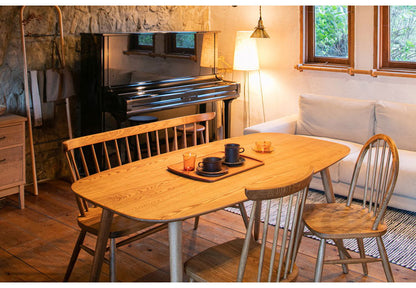 ダイニングテーブル 幅160cm 楕円形 4人掛け 4人用 アッシュ無垢材 食堂テーブル 天然木 おしゃれ 北欧 法人 カフェ 木製 木目 リビングテーブル ienowa イエノア(代引不可)