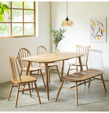 ダイニング用ベンチ 幅112cm 背もたれなし 天然木 木製 木目 2人掛け ダイニングベンチ 食堂ベンチ 法人 おしゃれ 北欧 レトロ カフェ風 ienowa イエノア(代引不可)