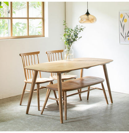 ダイニング用ベンチ 幅112cm 背もたれなし 天然木 木製 木目 2人掛け ダイニングベンチ 食堂ベンチ 法人 おしゃれ 北欧 レトロ カフェ風 ienowa イエノア(代引不可)