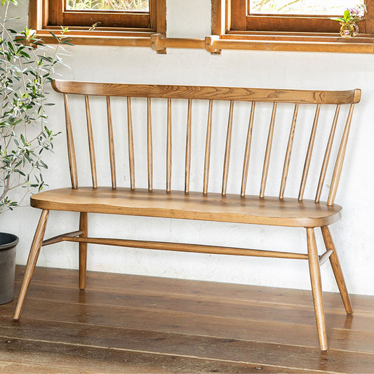 ダイニング用ベンチ 幅120cm 背もたれあり天然木 木製 木目 2人掛け ダイニングベンチ 食堂ベンチ 法人 おしゃれ 北欧 レトロ カフェ風 ienowa イエノア(代引不可)