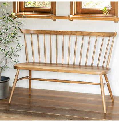 ダイニング用ベンチ 幅120cm 背もたれあり天然木 木製 木目 2人掛け ダイニングベンチ 食堂ベンチ 法人 おしゃれ 北欧 レトロ カフェ風 ienowa イエノア(代引不可)