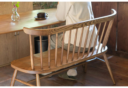 ダイニング用ベンチ 幅120cm 背もたれあり天然木 木製 木目 2人掛け ダイニングベンチ 食堂ベンチ 法人 おしゃれ 北欧 レトロ カフェ風 ienowa イエノア(代引不可)