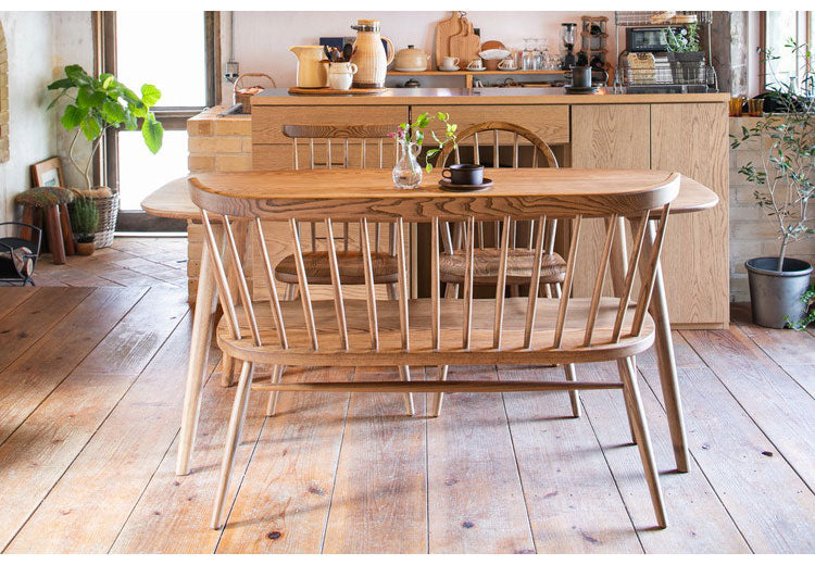 ダイニング用ベンチ 幅120cm 背もたれあり天然木 木製 木目 2人掛け ダイニングベンチ 食堂ベンチ 法人 おしゃれ 北欧 レトロ カフェ風 ienowa イエノア(代引不可)