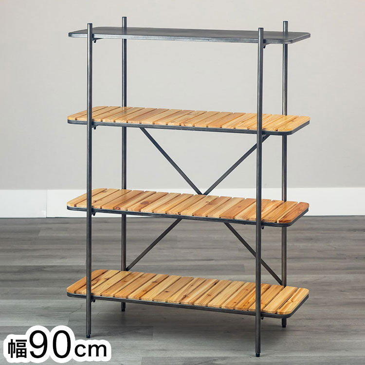 90シェルフ4段 トリニティ(九) オープンラック ディスプレイラック 本棚 シェルフ デスクラック 見せる収納 おしゃれ ラック リビング(代引不可)
