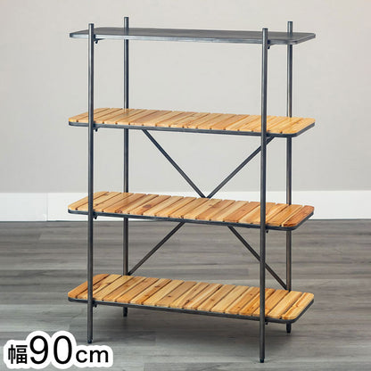 90シェルフ4段 トリニティ(九) オープンラック ディスプレイラック 本棚 シェルフ デスクラック 見せる収納 おしゃれ ラック リビング(代引不可)