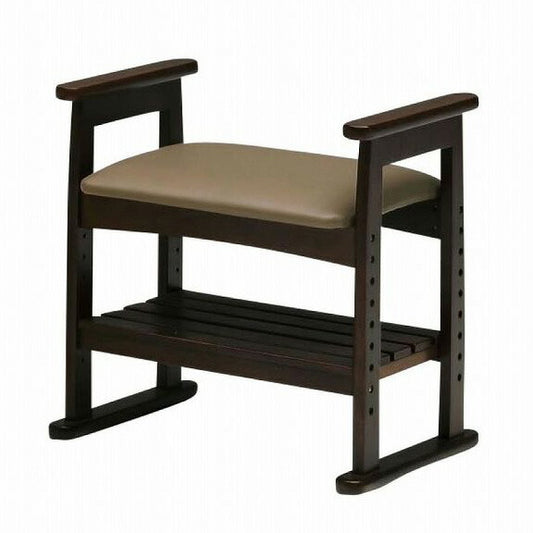 サポートチェア 完成品 椅子 肘付き 玄関 ブラウン 高さ調節 木製 肘掛 玄関椅子 スツール いす イス チェア 棚付 和室 高齢者 座敷椅子 昇降 立ち座り補助 介護椅子 妊婦 軽量 敬老の日(代引不可)