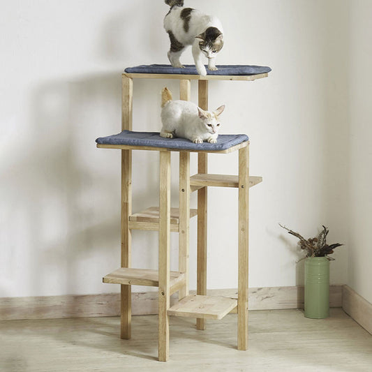 キャットタワー 天然木 猫 キャットツリー 据え置き ネコ ペット 大型猫 シニア 運動不足解消 簡単 組み立て クッション付 おしゃれ 室内 天然木 Cut-hus キャトハス NATURAL SIGNATURE(代引不可)