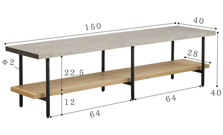 テレビボード 幅150cm コンクリート調 木目調 ローボード リビングボード ナチュラル ミドルブラウン おしゃれ 北欧 オープン収納 テレビ台 TV台 ienowa イエノア(代引不可)