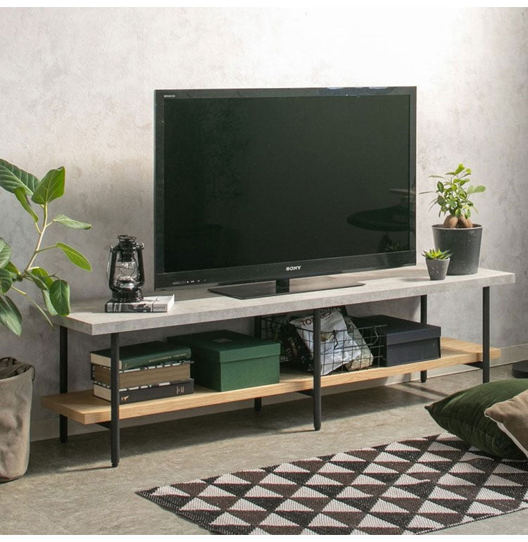 テレビボード 幅150cm コンクリート調 木目調 ローボード リビングボード ナチュラル ミドルブラウン おしゃれ 北欧 オープン収納 テレビ台 TV台 ienowa イエノア(代引不可)