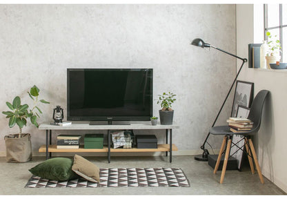 テレビボード 幅150cm コンクリート調 木目調 ローボード リビングボード ナチュラル ミドルブラウン おしゃれ 北欧 オープン収納 テレビ台 TV台 ienowa イエノア(代引不可)