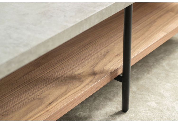 テレビボード 幅150cm コンクリート調 木目調 ローボード リビングボード ナチュラル ミドルブラウン おしゃれ 北欧 オープン収納 テレビ台 TV台 ienowa イエノア(代引不可)