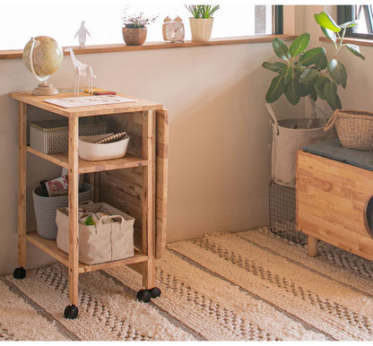 片バタテーブル デスク 省スペース 天然木 木目 木製 キャスター付き おしゃれ 北欧 マルチデスク 書斎 学習机 勉強机 オープン収納 新生活 NATURAL SIGNATURE(代引不可)
