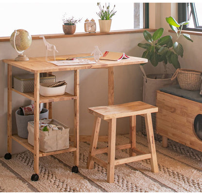 片バタテーブル デスク 省スペース 天然木 木目 木製 キャスター付き おしゃれ 北欧 マルチデスク 書斎 学習机 勉強机 オープン収納 新生活 NATURAL SIGNATURE(代引不可)