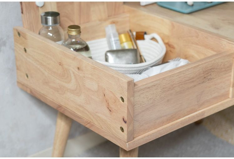 テーブルドレッサー 天然木 ローテーブル 化粧台 鏡 シンプル ナチュラル かわいい 女の子 女性用 NATURAL SIGNATURE おしゃれ 北欧 シンプル 新生活 一人暮らし(代引不可)