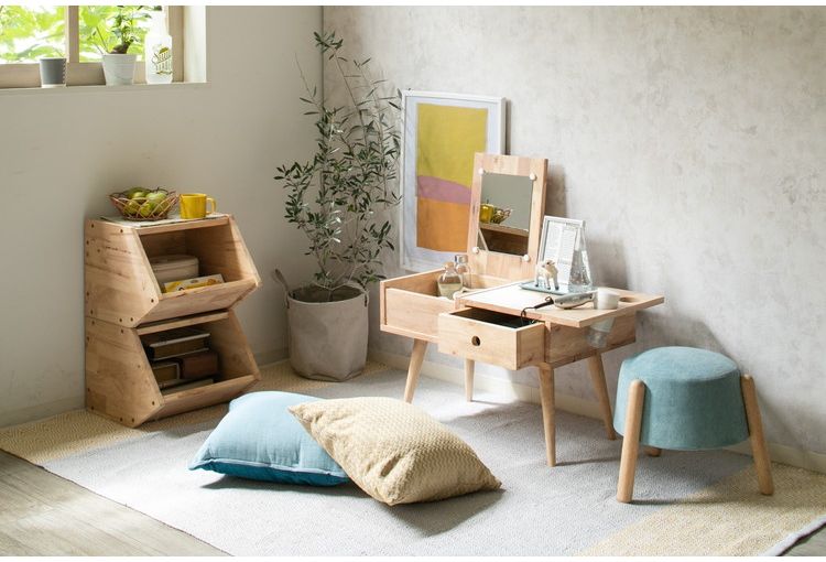 テーブルドレッサー 天然木 ローテーブル 化粧台 鏡 シンプル ナチュラル かわいい 女の子 女性用 NATURAL SIGNATURE おしゃれ 北欧 シンプル 新生活 一人暮らし(代引不可)