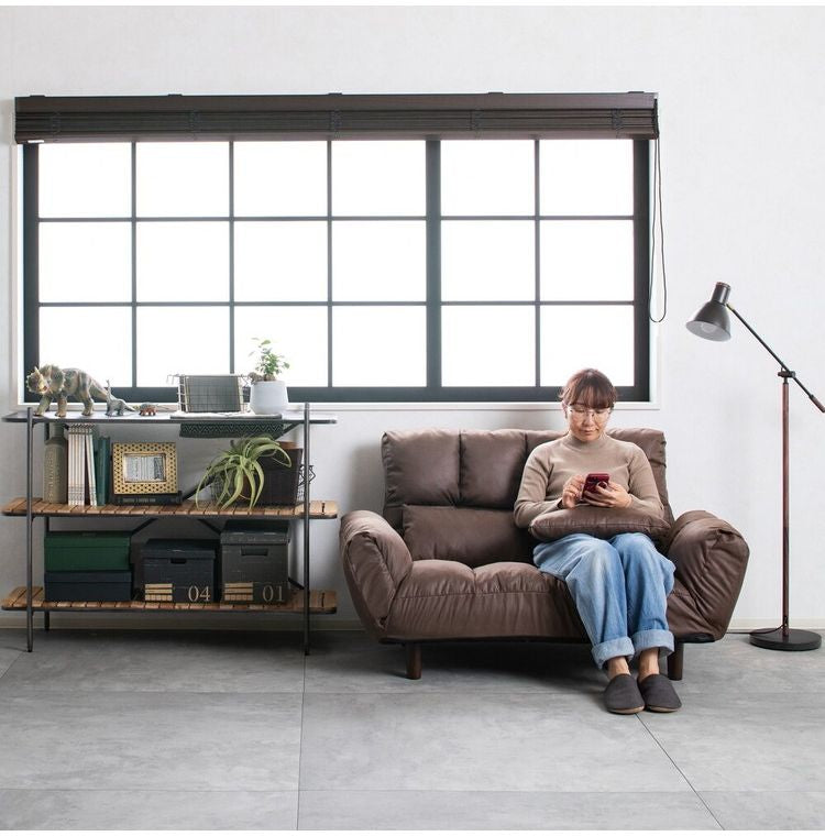 カウチソファー ファクトIIIレザーファブリック BR ソファ ソファー 2人掛け コンパクト リクライニング シンプル カウチソファ フロアソファ ローソファ 二人掛 一人掛け(代引不可)