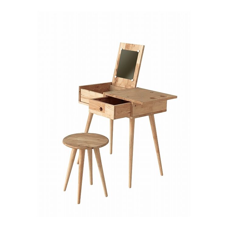 ドレッサーセット 天然木 木製 コンパクト ミラー付き スツール付き 化粧台 鏡 収納 デスク 机 NATURAL SIGNATURE おしゃれ 北欧 シンプル 新生活 一人暮らし(代引不可)