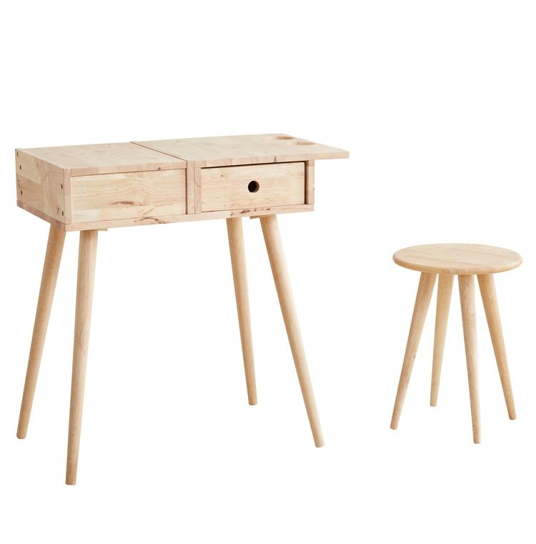 ドレッサーセット 天然木 木製 コンパクト ミラー付き スツール付き 化粧台 鏡 収納 デスク 机 NATURAL SIGNATURE おしゃれ 北欧 シンプル 新生活 一人暮らし(代引不可)