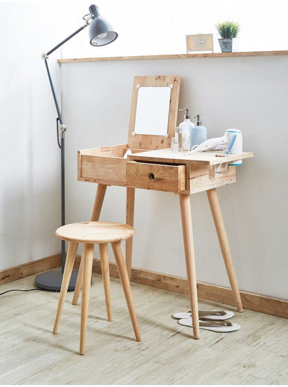 ドレッサーセット 天然木 木製 コンパクト ミラー付き スツール付き 化粧台 鏡 収納 デスク 机 NATURAL SIGNATURE おしゃれ 北欧 シンプル 新生活 一人暮らし(代引不可)