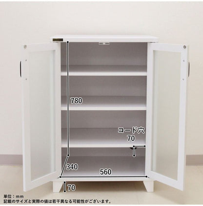キャビネット 幅60cm コンパクト かわいい ホワイト シンプル ガラス調 扉 おしゃれ 北欧 飛散防止 棚 収納棚 新生活 一人暮らし(代引不可)