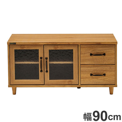 テレビ台 ローボード 幅90cm ガラス調 扉 木目調 カントリー調 おしゃれ 北欧 シンプル TV台 TVボード テレビボード TVラック 新生活 一人暮らし(代引不可)