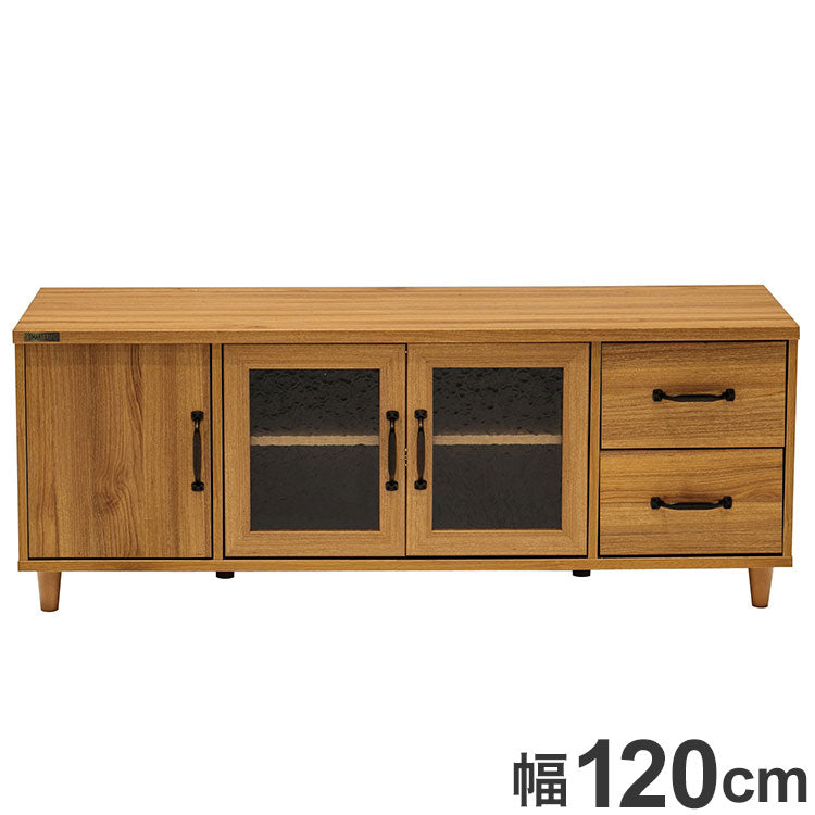 テレビ台 ローボード 幅120cm ガラス調 扉 木目調 カントリー調 おしゃれ 北欧 シンプル TV台 TVボード テレビボード TVラック 新生活 一人暮らし(代引不可)