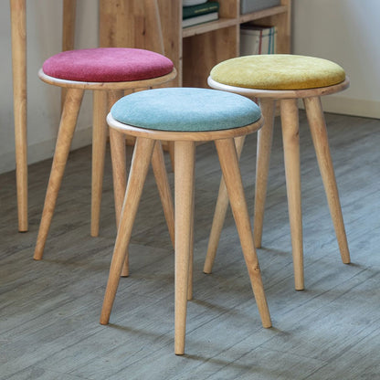 ラウンドスツール 円形 丸型 座クッション付き おしゃれ 北欧 可愛い 天然木 座面取り外し可能 木製 木目 ナチュラル スリム シンプル NATURAL SIGNATURE(代引不可)